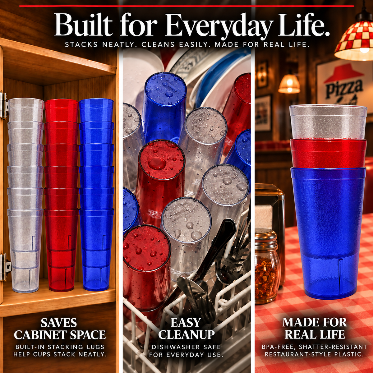 Red, White & Blue Restaurant Tumblers 20oz