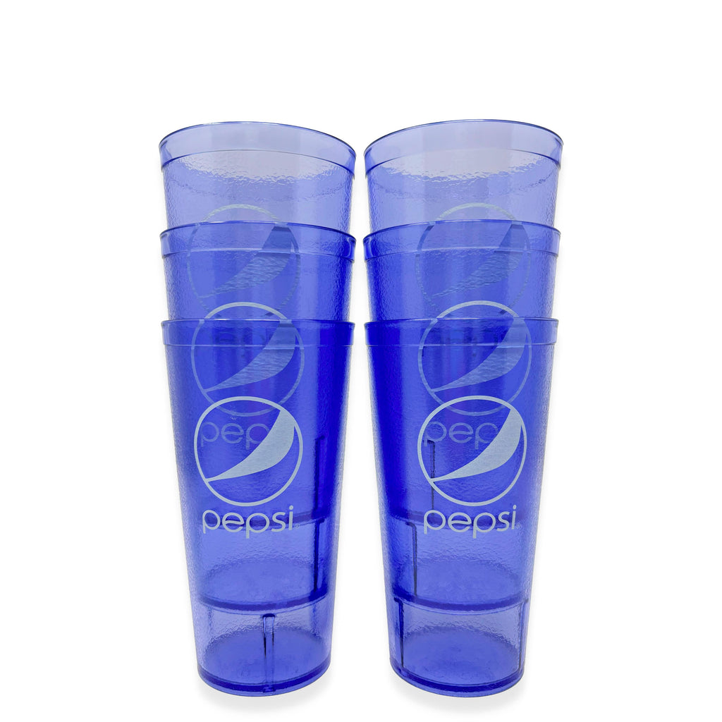 20-32oz Restaurant Grade Red-Blue Coca Cola-Pepsi Heavy-Duty Plastic Tumblers - Reusable, Shatterproof, Stackable, BPA Free Drinkware Cups