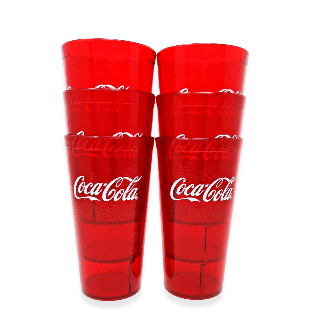 20-32oz Restaurant Grade Red-Blue Coca Cola-Pepsi Heavy-Duty Plastic Tumblers - Reusable, Shatterproof, Stackable, BPA Free Drinkware Cups
