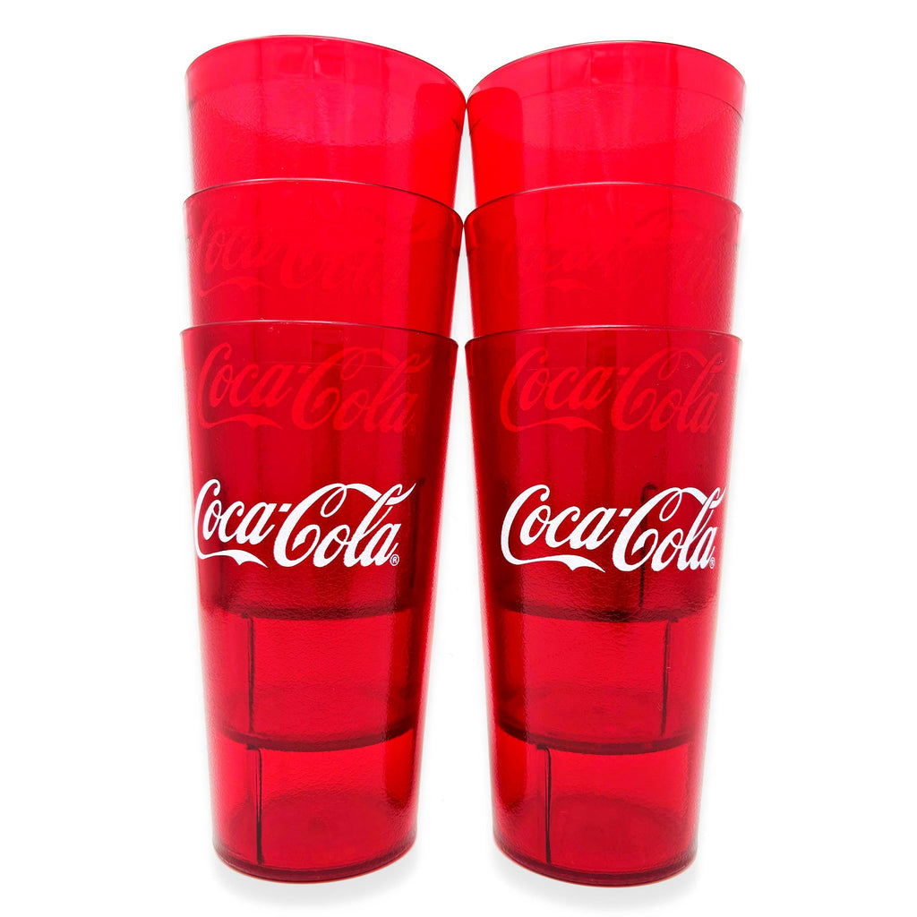 20-32oz Restaurant Grade Red-Blue Coca Cola-Pepsi Heavy-Duty Plastic Tumblers - Reusable, Shatterproof, Stackable, BPA Free Drinkware Cups
