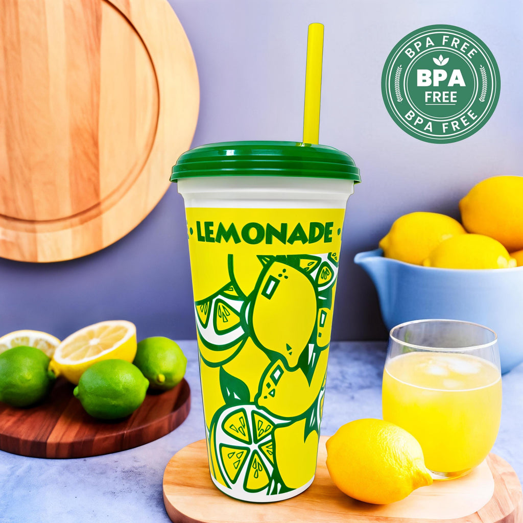 10 Made in America 16-32oz Reusable Lemonade Souvenir Cups with Straw and Lid - Drinkware