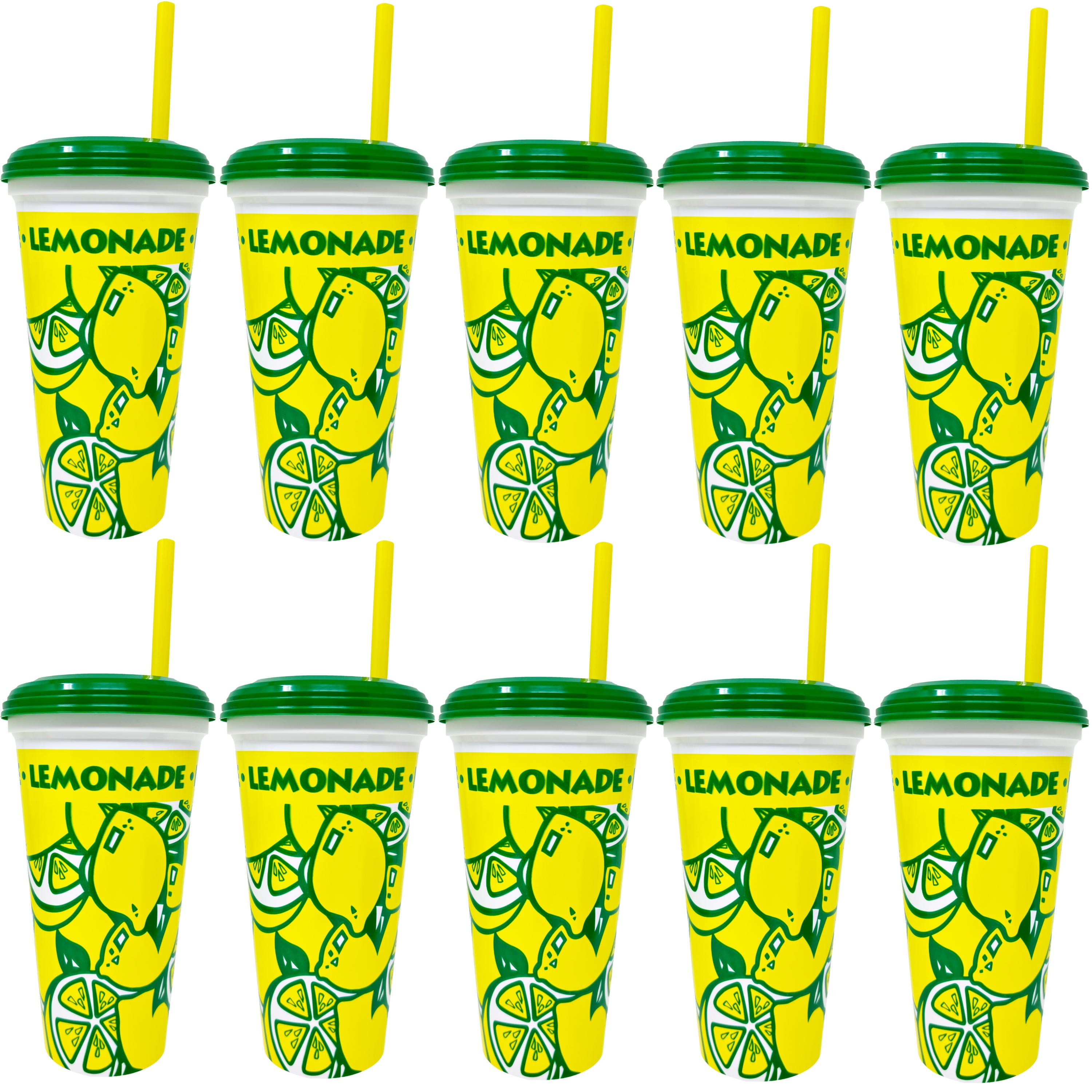 10 Made in America 16-32oz Reusable Lemonade Souvenir Cups with Straw and Lid - Drinkware