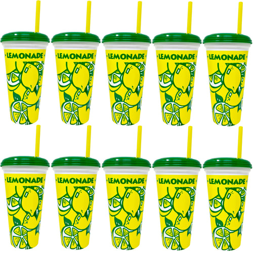 10 Made in America 16-32oz Reusable Lemonade Souvenir Cups with Straw and Lid - Drinkware