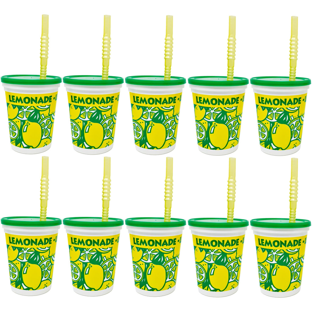 10 Made in America 16-32oz Reusable Lemonade Souvenir Cups with Straw and Lid - Drinkware