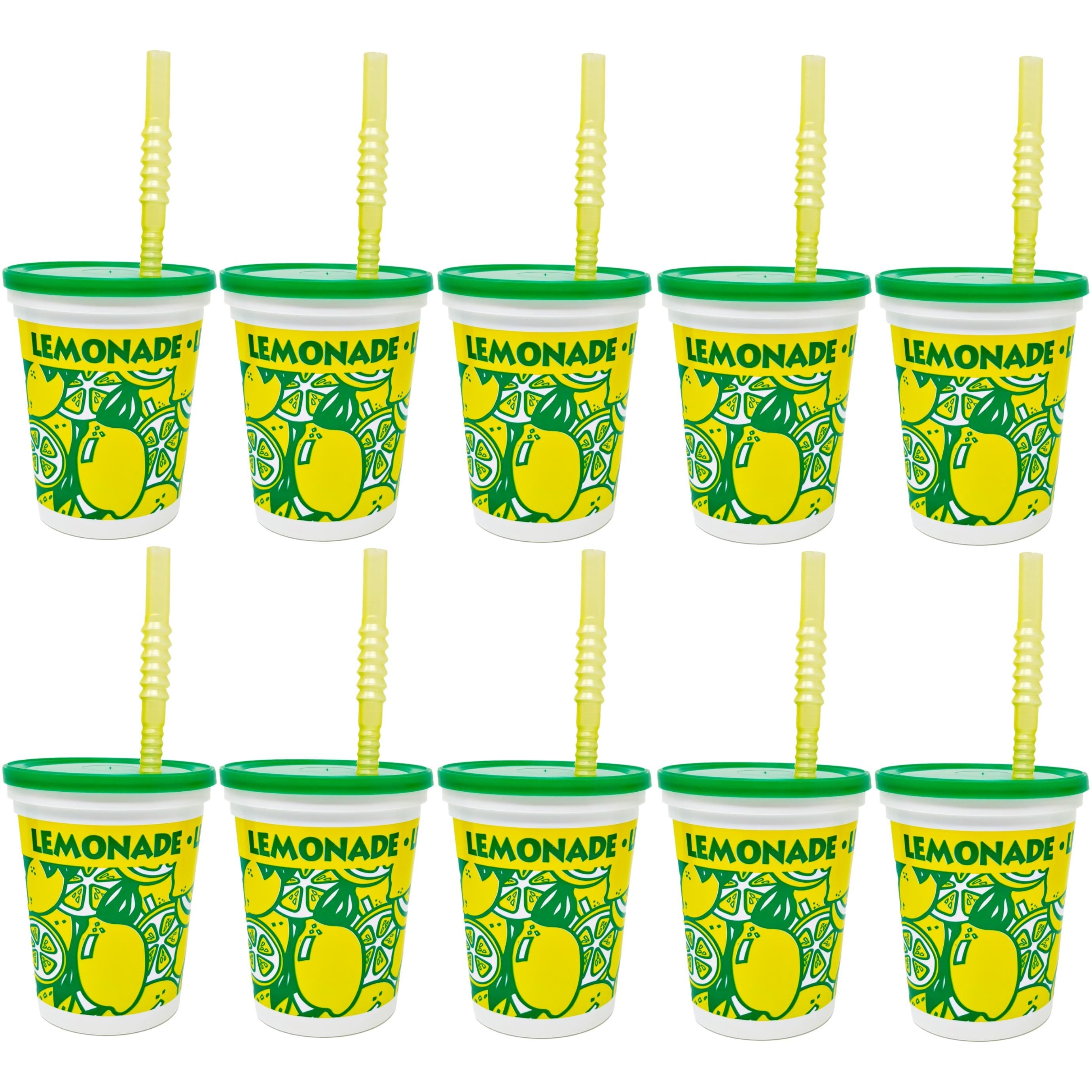 10 Made in America 16-32oz Reusable Lemonade Souvenir Cups with Straw and Lid - Drinkware