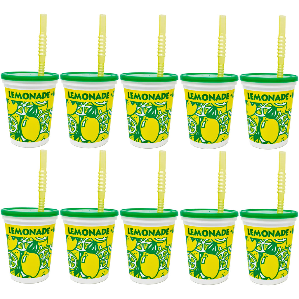 10 Made in America 16-32oz Reusable Lemonade Souvenir Cups with Straw and Lid - Drinkware