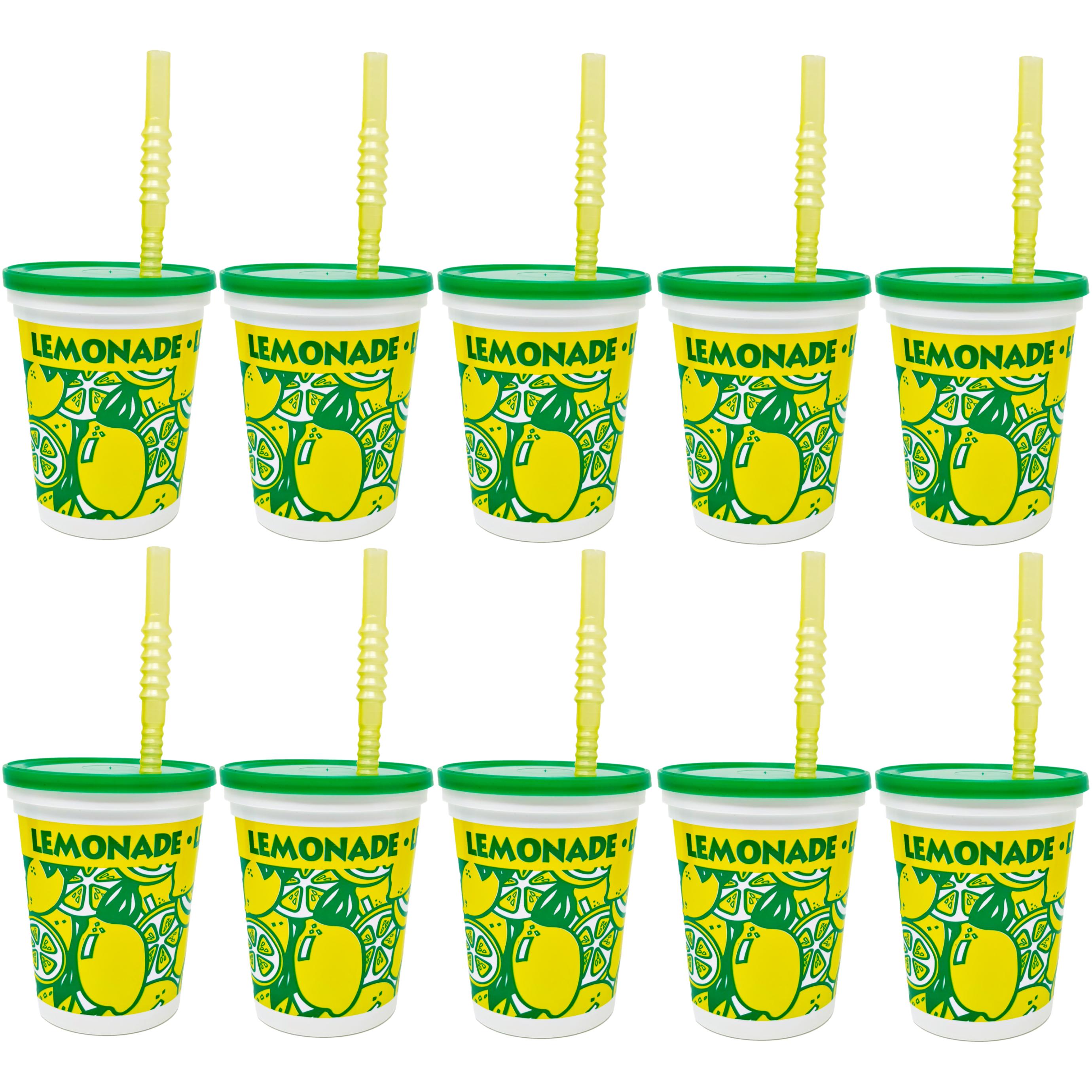 10 Made in America 16-32oz Reusable Lemonade Souvenir Cups with Straw and Lid - Drinkware