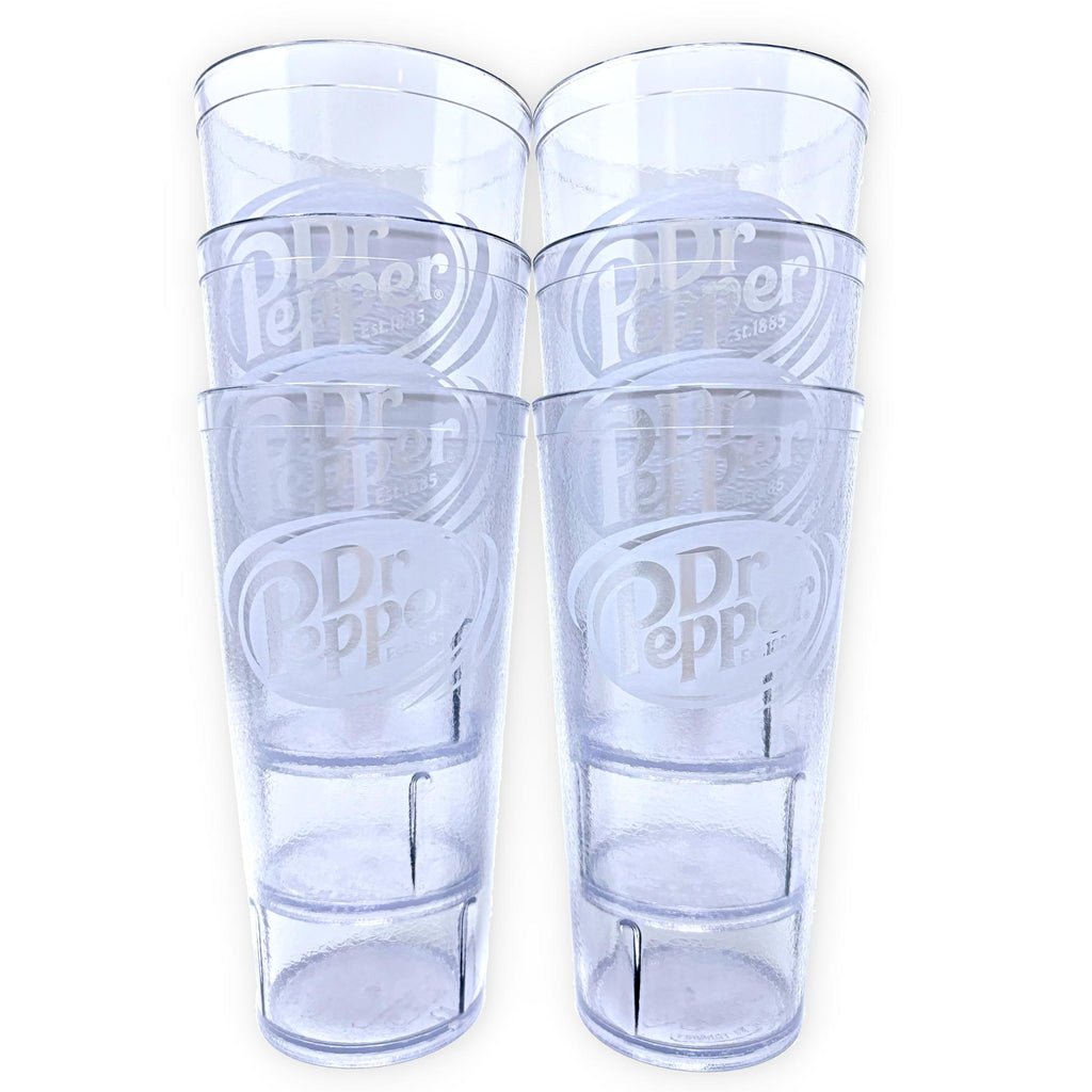 24oz Restaurant Grade Dr. Pepper Clear Heavy-Duty Plastic Tumblers - Reusable, Shatterproof, Stackable, BPA Free Drinkware Cups