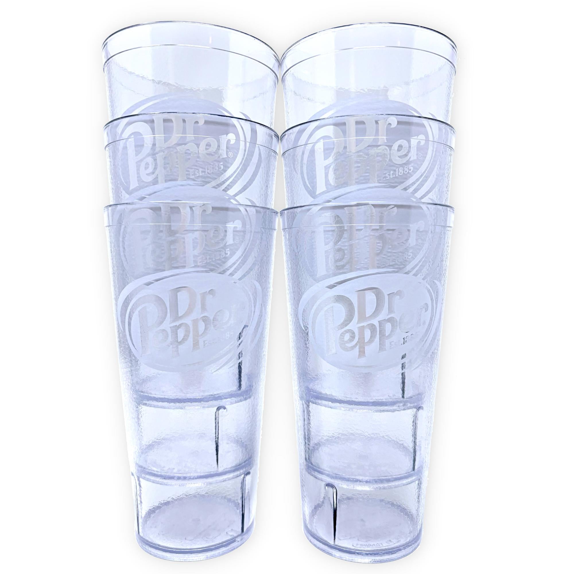 24oz Restaurant Grade Dr. Pepper Clear Heavy-Duty Plastic Tumblers - Reusable, Shatterproof, Stackable, BPA Free Drinkware Cups