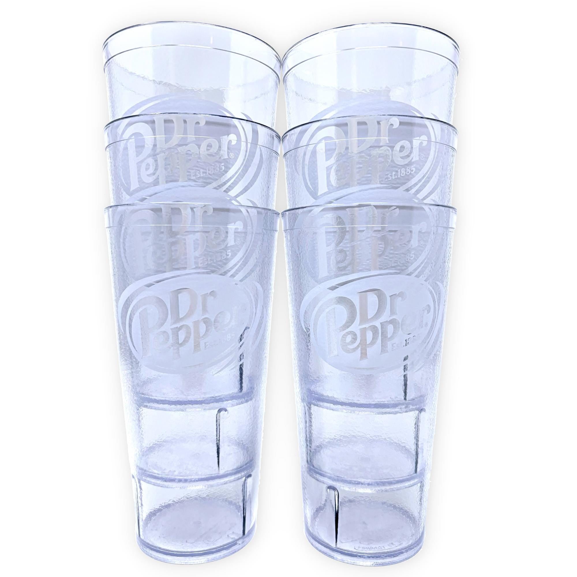 24oz Restaurant Grade Dr. Pepper Clear Heavy-Duty Plastic Tumblers - Reusable, Shatterproof, Stackable, BPA Free Drinkware Cups
