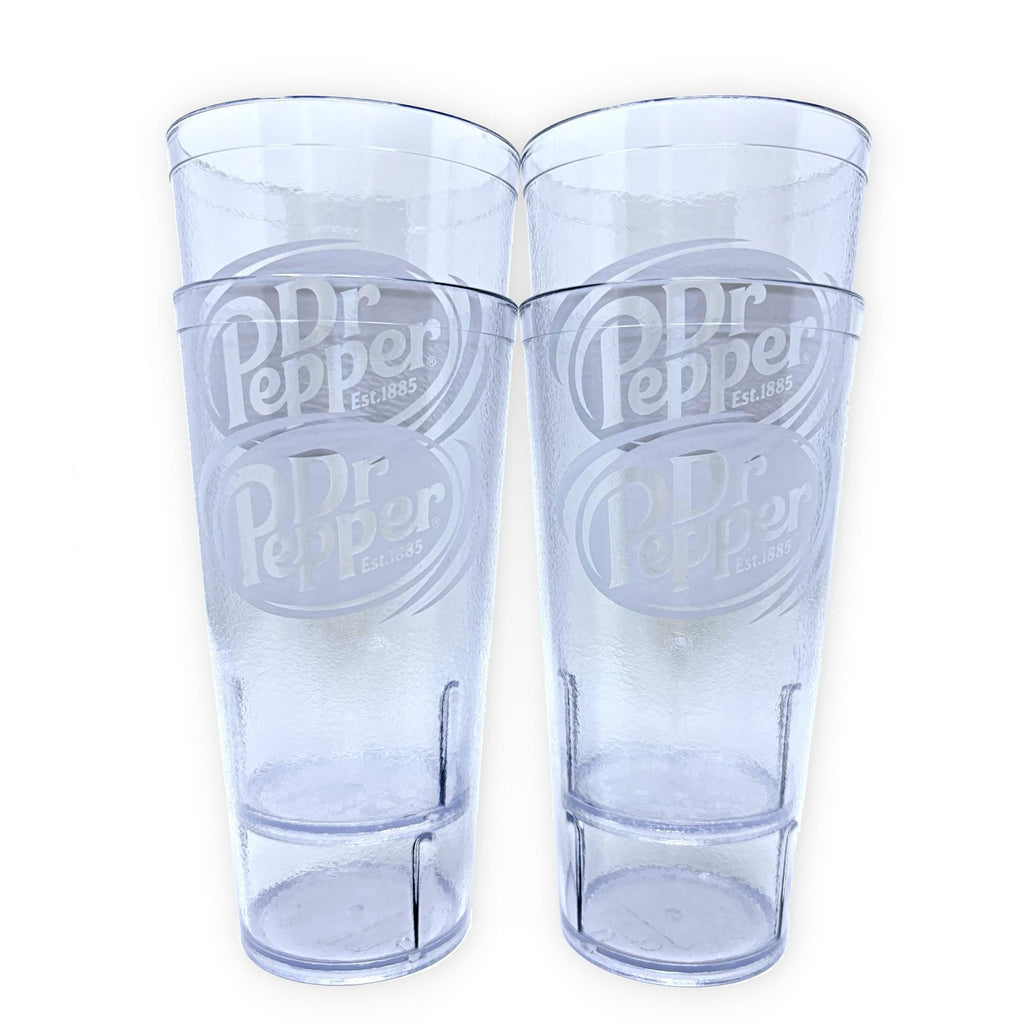 24oz Restaurant Grade Dr. Pepper Clear Heavy-Duty Plastic Tumblers - Reusable, Shatterproof, Stackable, BPA Free Drinkware Cups