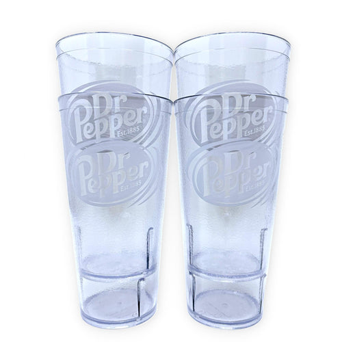 24oz Restaurant Grade Dr. Pepper Clear Heavy-Duty Plastic Tumblers - Reusable, Shatterproof, Stackable, BPA Free Drinkware Cups
