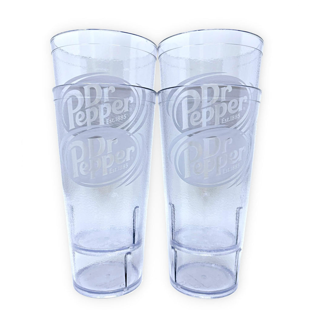 24oz Restaurant Grade Dr. Pepper Clear Heavy-Duty Plastic Tumblers - Reusable, Shatterproof, Stackable, BPA Free Drinkware Cups