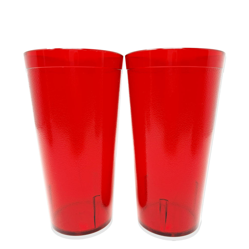 20oz Red Clear Blue Restaurant Grade Clear Heavy-Duty Plastic Tumblers - Reusable, Shatterproof, Stackable, BPA Free Drinkware Cups