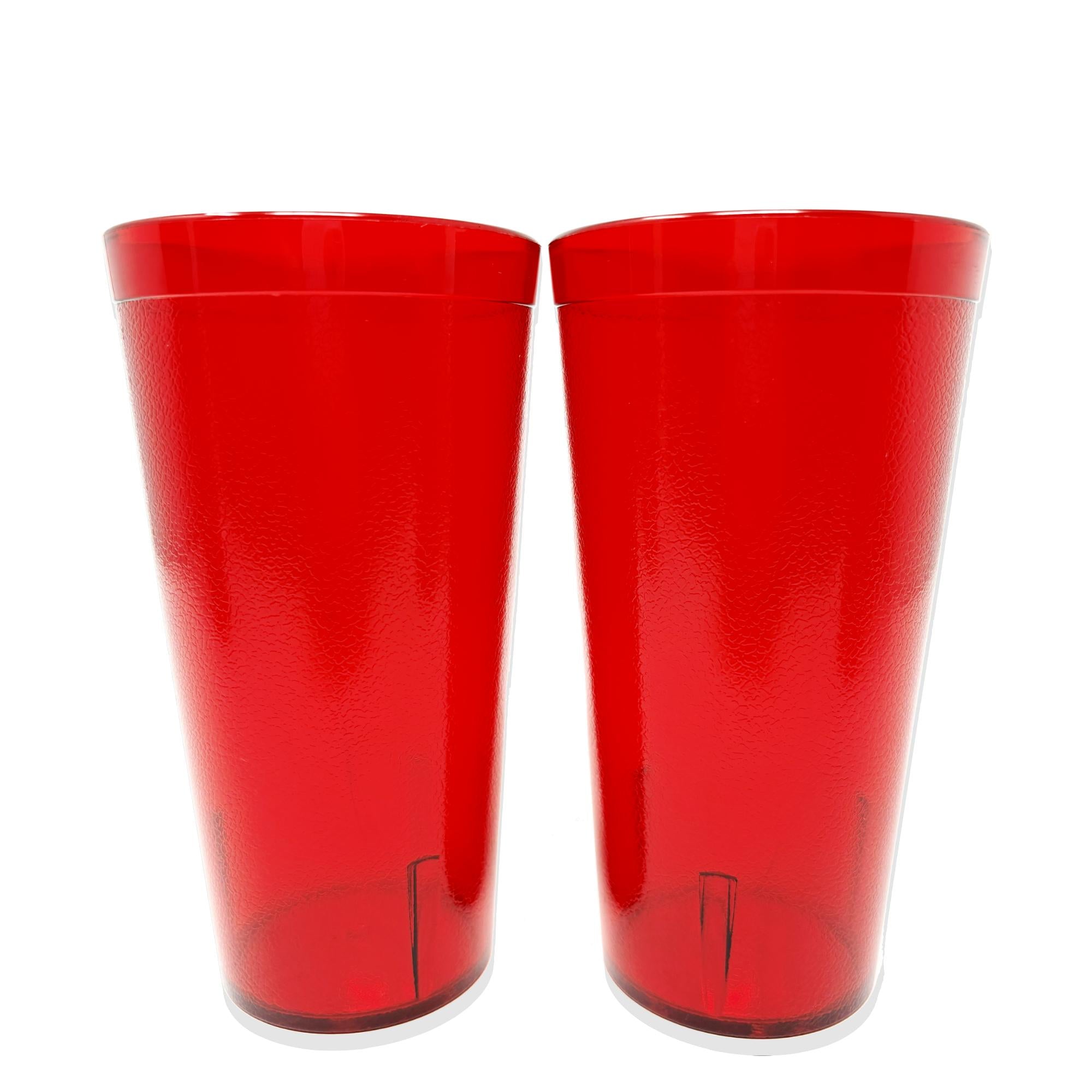 20oz Red Clear Blue Restaurant Grade Clear Heavy-Duty Plastic Tumblers - Reusable, Shatterproof, Stackable, BPA Free Drinkware Cups