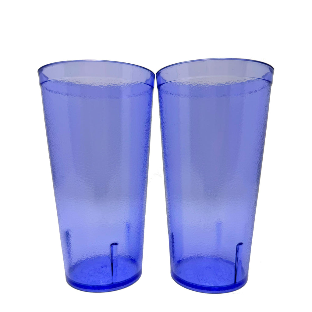 20oz Red Clear Blue Restaurant Grade Clear Heavy-Duty Plastic Tumblers - Reusable, Shatterproof, Stackable, BPA Free Drinkware Cups