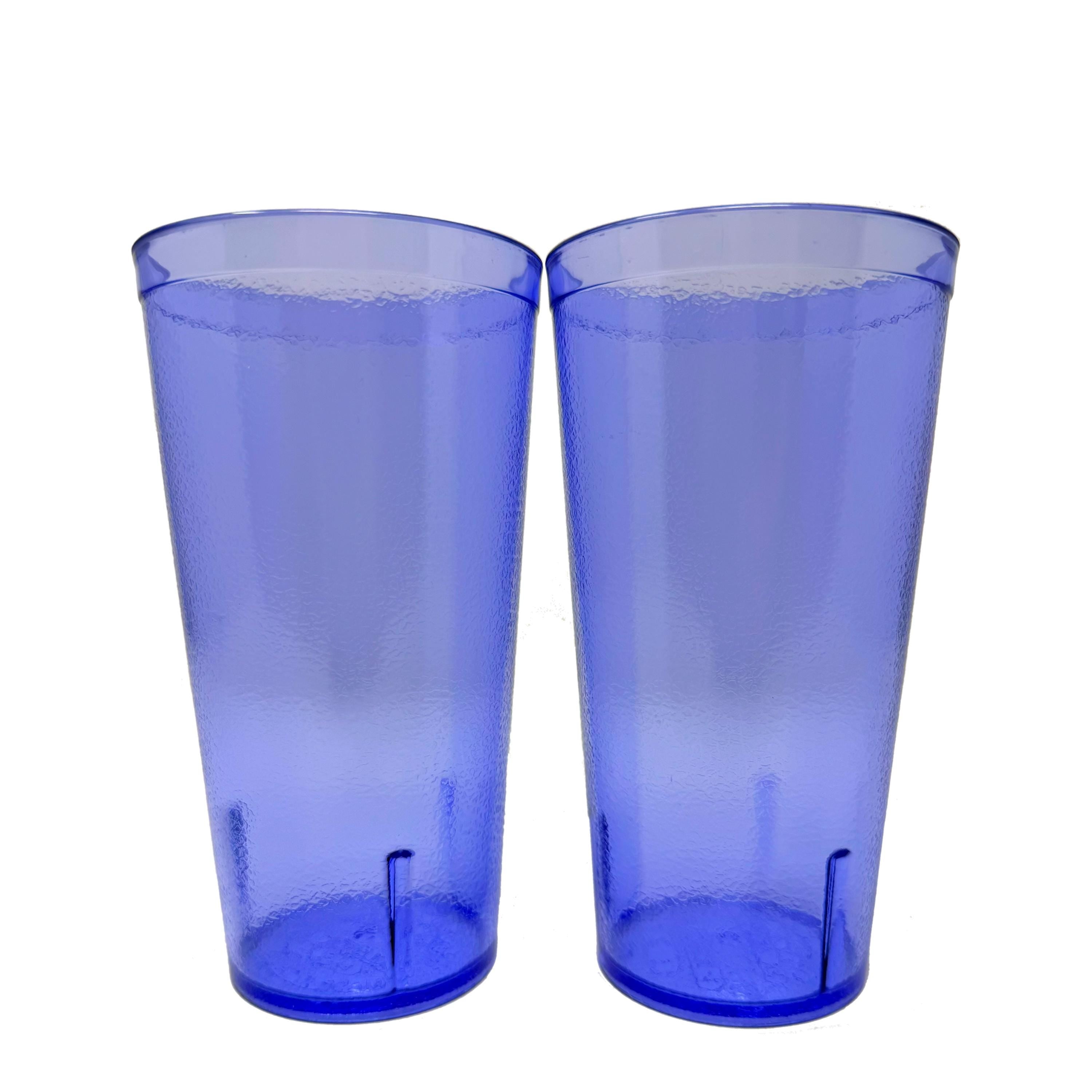 20oz Red Clear Blue Restaurant Grade Clear Heavy-Duty Plastic Tumblers - Reusable, Shatterproof, Stackable, BPA Free Drinkware Cups