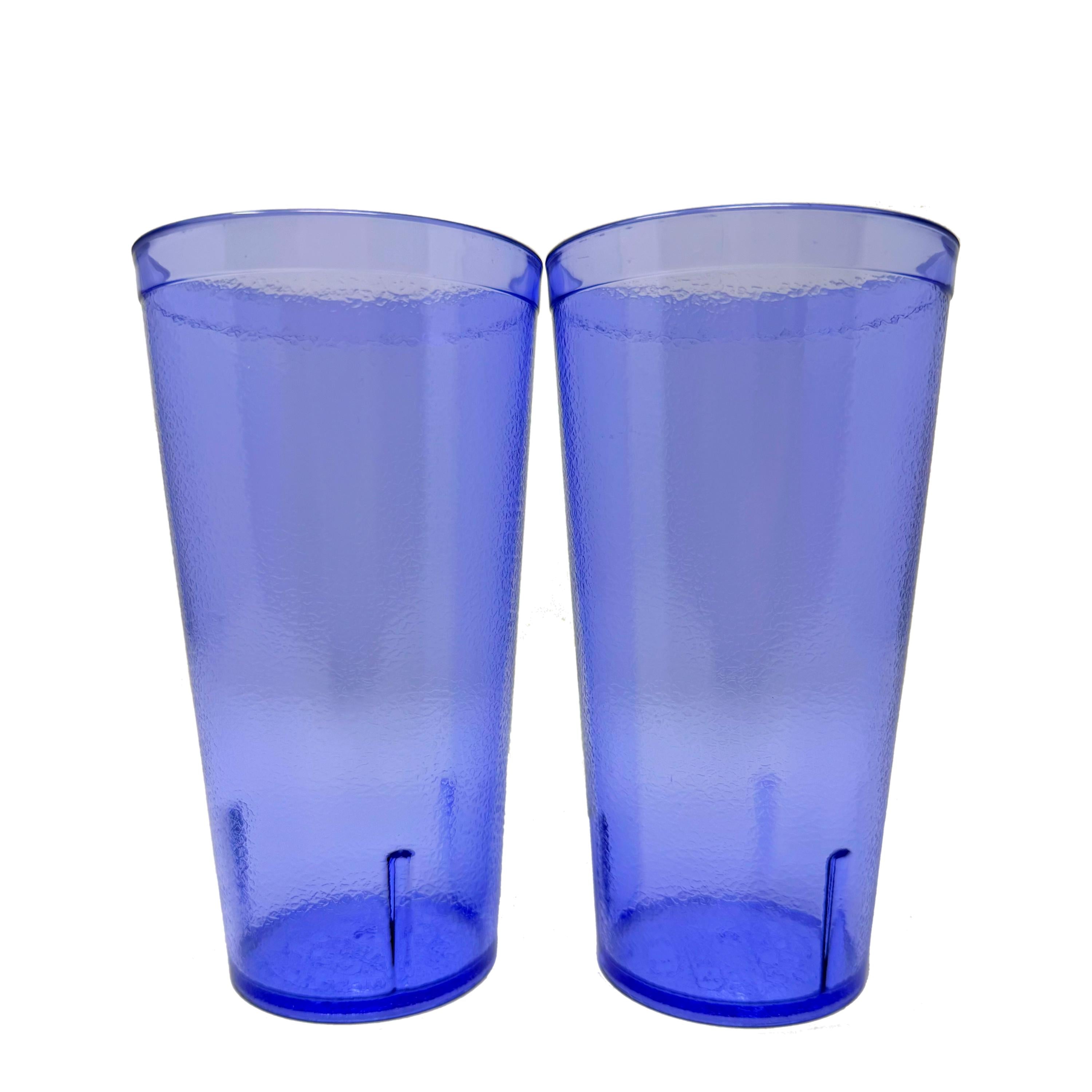 20oz Red Clear Blue Restaurant Grade Clear Heavy-Duty Plastic Tumblers - Reusable, Shatterproof, Stackable, BPA Free Drinkware Cups