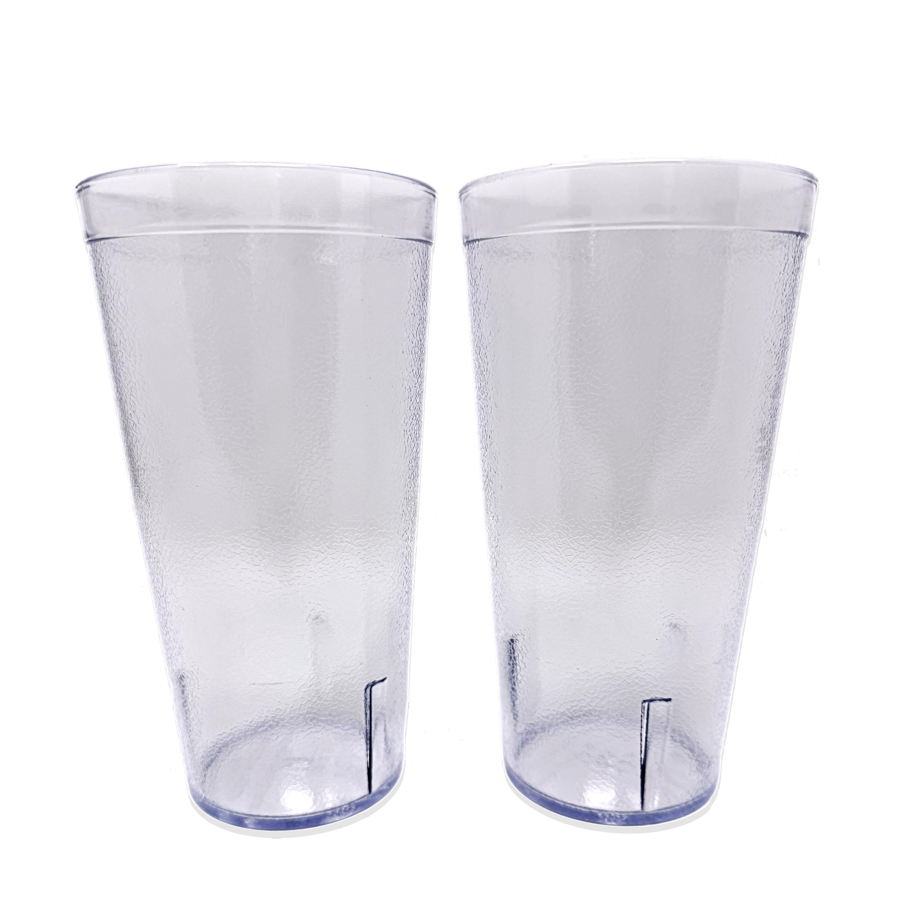 20oz Red Clear Blue Restaurant Grade Clear Heavy-Duty Plastic Tumblers - Reusable, Shatterproof, Stackable, BPA Free Drinkware Cups