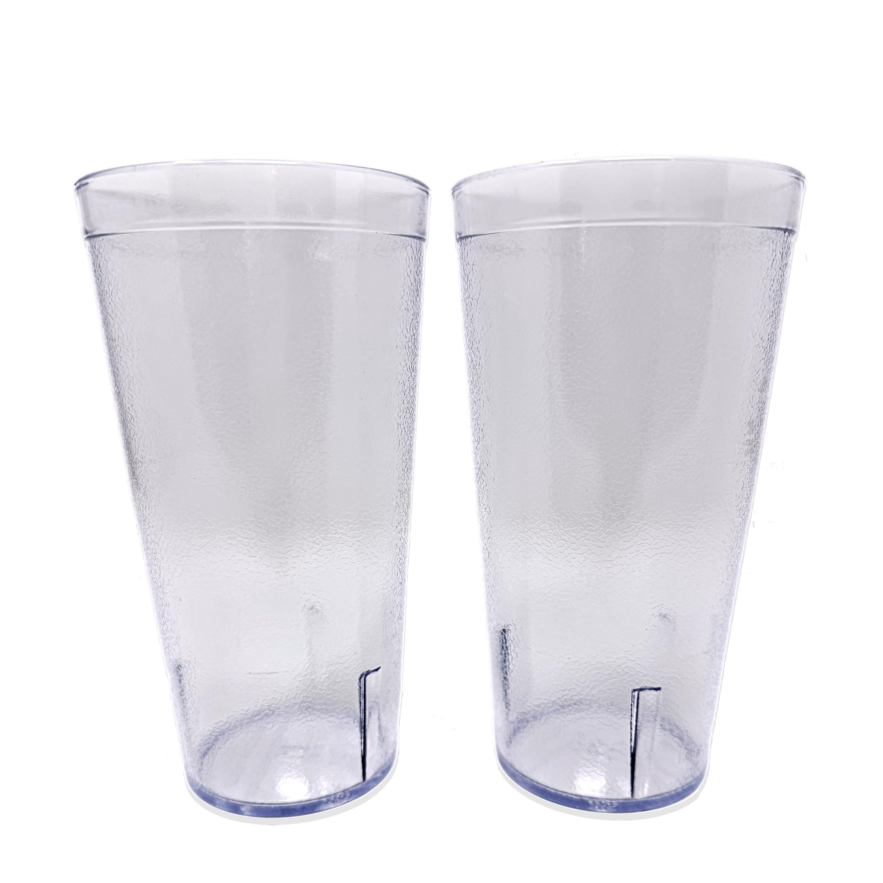 20oz Red Clear Blue Restaurant Grade Clear Heavy-Duty Plastic Tumblers - Reusable, Shatterproof, Stackable, BPA Free Drinkware Cups