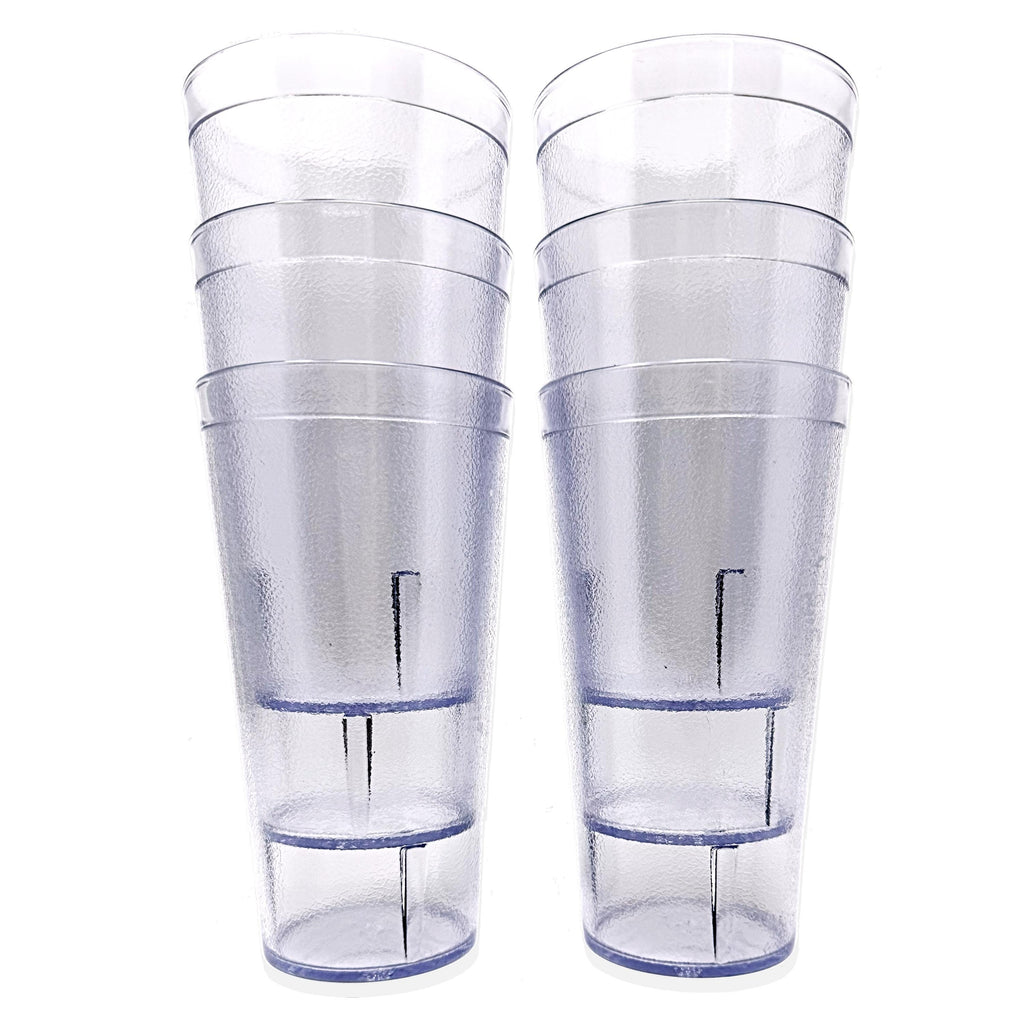 20oz Red Clear Blue Restaurant Grade Clear Heavy-Duty Plastic Tumblers - Reusable, Shatterproof, Stackable, BPA Free Drinkware Cups