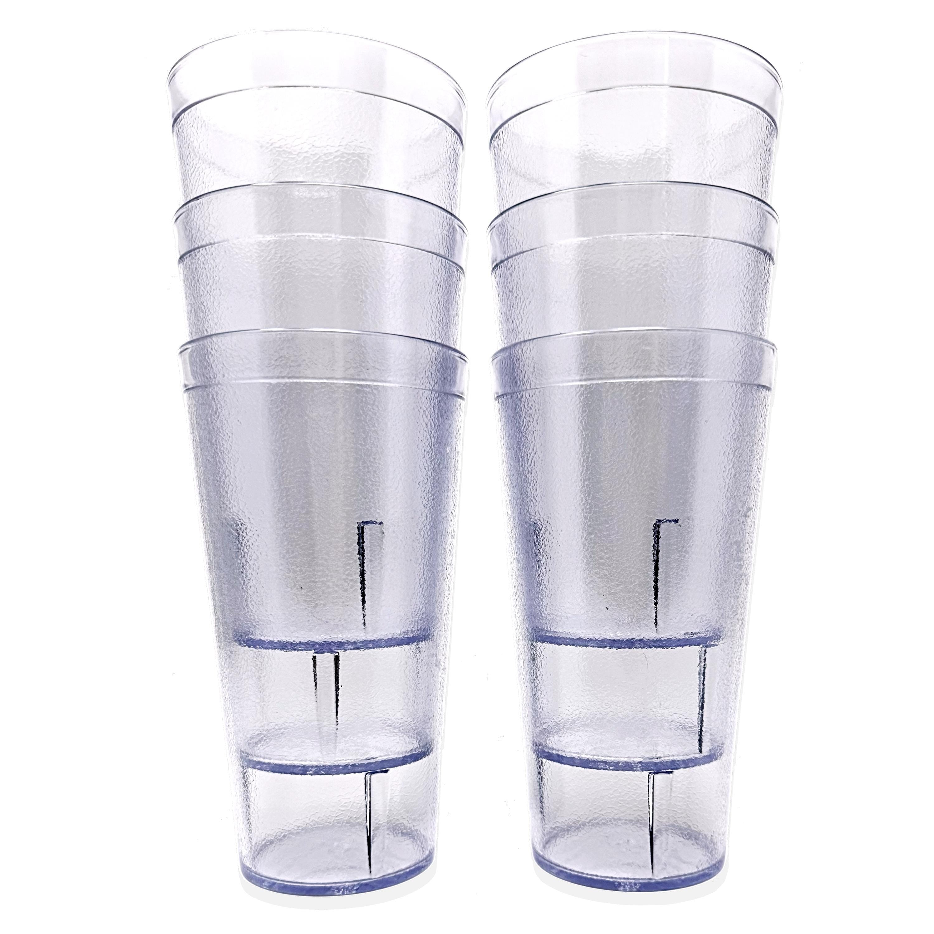 20oz Red Clear Blue Restaurant Grade Clear Heavy-Duty Plastic Tumblers - Reusable, Shatterproof, Stackable, BPA Free Drinkware Cups