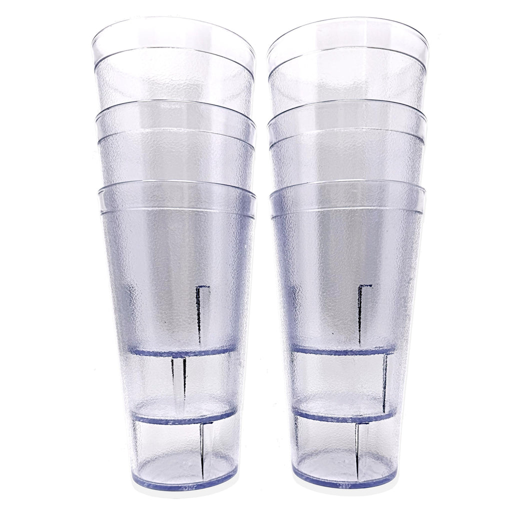 20oz Red Clear Blue Restaurant Grade Clear Heavy-Duty Plastic Tumblers - Reusable, Shatterproof, Stackable, BPA Free Drinkware Cups