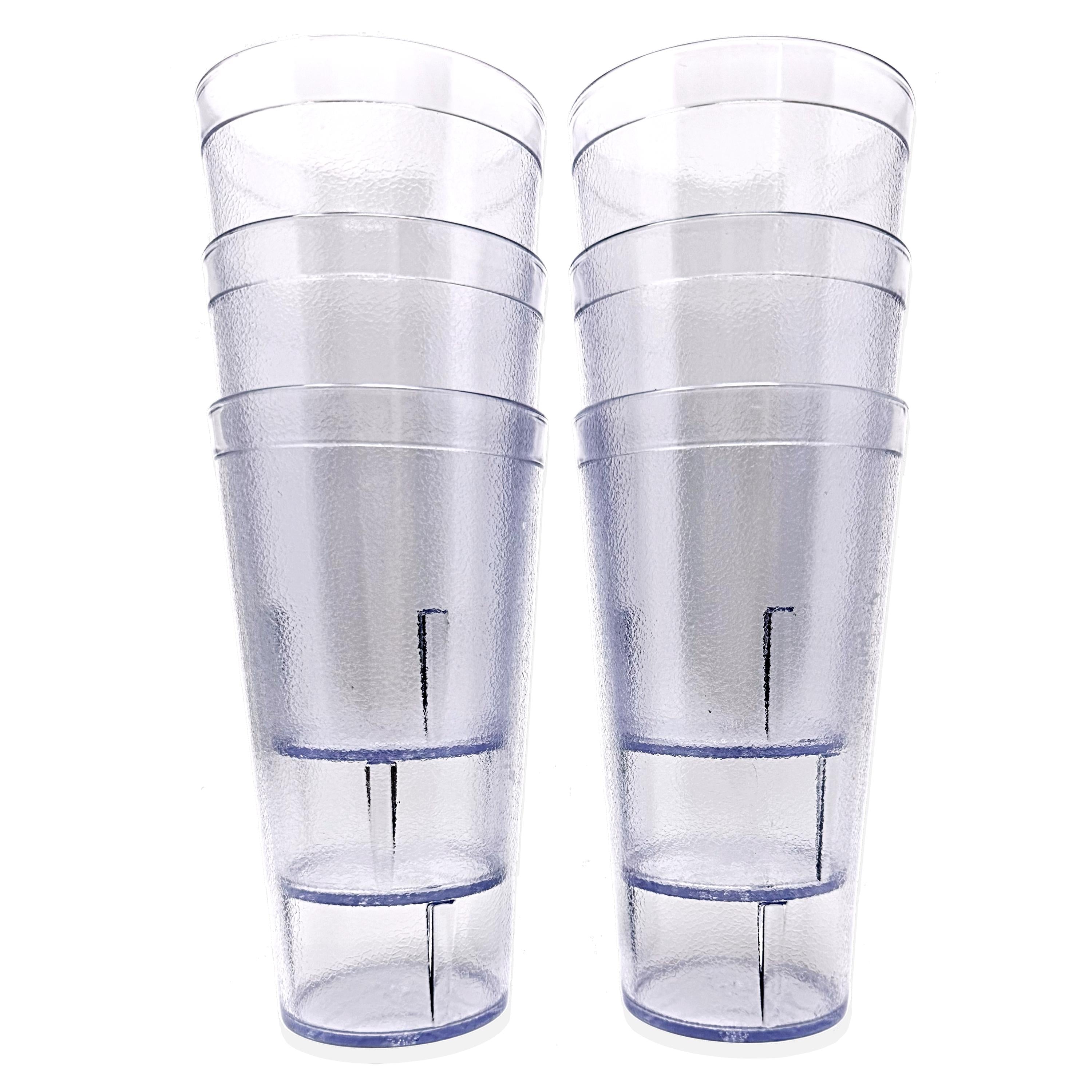 20oz Red Clear Blue Restaurant Grade Clear Heavy-Duty Plastic Tumblers - Reusable, Shatterproof, Stackable, BPA Free Drinkware Cups