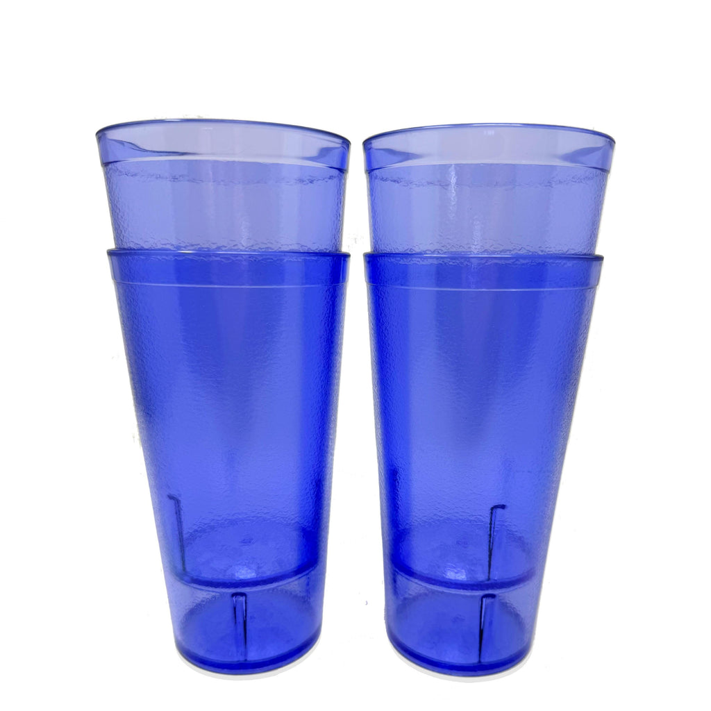 20oz Red Clear Blue Restaurant Grade Clear Heavy-Duty Plastic Tumblers - Reusable, Shatterproof, Stackable, BPA Free Drinkware Cups