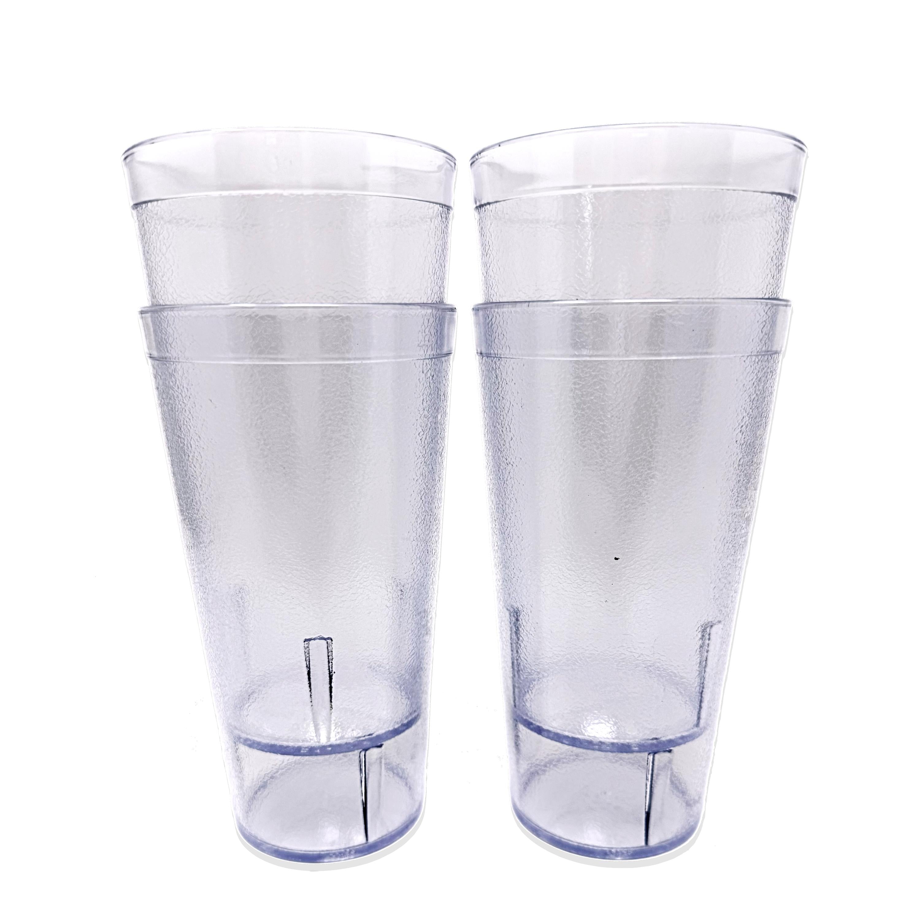 20oz Red Clear Blue Restaurant Grade Clear Heavy-Duty Plastic Tumblers - Reusable, Shatterproof, Stackable, BPA Free Drinkware Cups