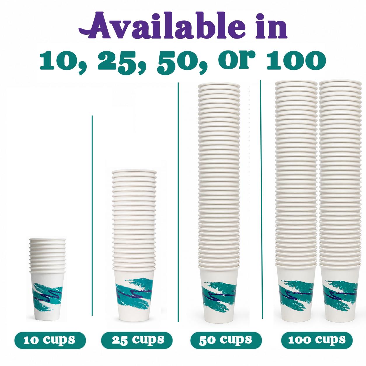 90s Jazz Cups, 12 oz Disposable Paper Cups, Retro Teal Purple Jazz Design, Nostalgic Party Cups for Water, Soda & Events