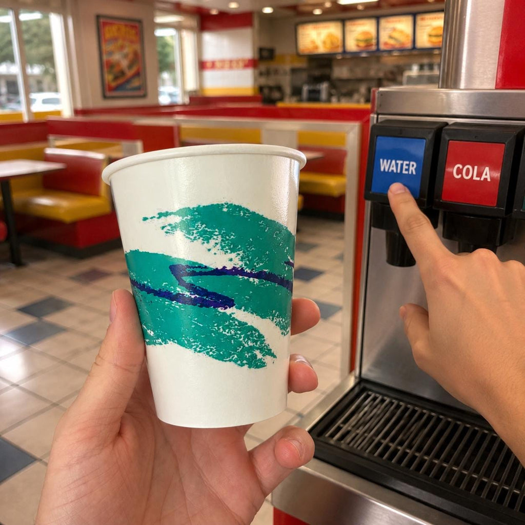 90s Jazz Cups, 12 oz Disposable Paper Cups, Retro Teal Purple Jazz Design, Nostalgic Party Cups for Water, Soda & Events