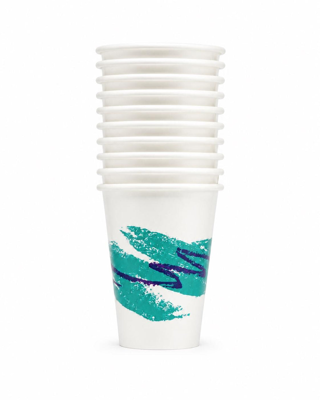 90s Jazz Cups, 12 oz Disposable Paper Cups, Retro Teal Purple Jazz Design, Nostalgic Party Cups for Water, Soda & Events